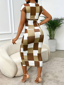 Nuovo Vestito Semplice con Scollo a V e Stampa sui Glutei per <span class=keywords><strong>Donna</strong></span>, Molto Richiesto - Product Image 6