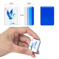 Juego de Mahjong Americano Personalizado de 160 Piezas, Azul y Blanco, con Fichas Acrílicas, Diseño de Mariposas y Grullas, para Viajes y Noches Familiares