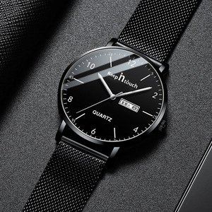 Reloj de Cuarzo para Hombre Keep Touch, Caja de Acero Inoxidable, Correa de Malla de 21 cm, Esfera Analógica, Visualización de Fecha y Día de la Semana, Botón de Presión, Cierre Oculto - Product Image 2