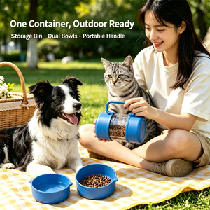 Pawise - Contenant de nourriture et <span class=keywords><strong>gamelle</strong></span> d'eau portables 3 en 1 pour animaux de compagnie, design ergonomique compact, pour chiens et chats, voyages en plein air, randonnée - Product Image 3
