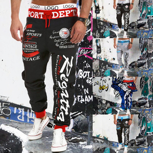 2025 New 5XL <b>Men's</b> Mid Breathable Eco-Friendly Streetwear Hip Hop Printed Drawstring Jogger <b>Cargo</b> <b>Pants</b> Loose Polyester - Product Image 3