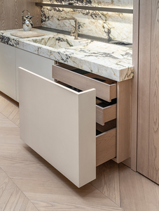 Gabinete de Cocina Moderno de Roble con Encimera de Mármol y Diseño de Isla Integrada - Product Image 4