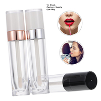 En stock, tubes de gloss à lèvres multicolores, capacité de 6 ml, contenants PETG vides, grand applicateur à pinceau, boîte emballée pour cosmétiques, rouge à lèvres