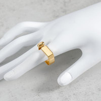 Großhandel Trendiger Schmuck Einfacher Blanko-Siegelring 18K Vergoldet Glänzender Quadratischer Edelstahl Flacher Ring