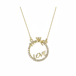 Newest 14K Solid Gold Solitaire Arrow <b>Necklace</b> With Diamond and Zircon Fine Solitaire <b>Ring</b> Jewelry for Women Made in Turkey - Product Image 2