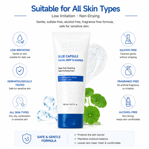 Crema Facial Orgánica Suave con AHA BHA PHA <span class=keywords><strong>para</strong></span> una Limpieza Profunda <span class=keywords><strong>de</strong></span> los Poros, Eliminación <span class=keywords><strong>de</strong></span> Puntos Negros, <span class=keywords><strong>Limpiador</strong></span> Facial en Cápsulas Azules - Product Image 6