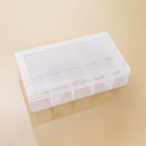 Boîte de rangement en plastique transparente à 15 compartiments avec couvercle pour bijoux, nail art, perles, jouets, organisation de bureau - Product Image 1