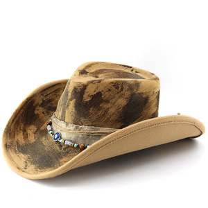 Chapeaux Fedora Panama Mexicains Vintage Peints à la Main en Fausse Laine à Large Bord Enroulable pour Fête, Style <span class=keywords><strong>Stetson</strong></span> Cowboy, Vente en Gros - Product Image 2