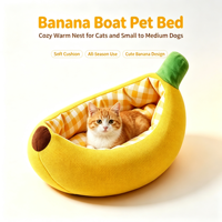 Lit pour animaux de compagnie en forme de banane, nid douillet en tricot peluche pour toutes les saisons, pour chats, chiens de petite et moyenne taille