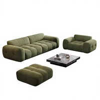 Ensemble de canapés 3 pièces, meubles de salon, canapé modulaire moderne de luxe, velours compressé capitonné vert olive, meubles de salon