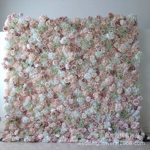 Muro de fondo para fotos de influencers, con tela de flores de seda sintética de colores variados y base de rosas, personalizable para decoración de hoteles, eventos y <span class=keywords><strong>bodas</strong></span>. - Product Image 4
