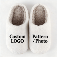Pantoufles personnalisées OEM/ODM avec logo, antidérapantes, en peluche, design maison, imprimées, brodées, photo, chaudes, pour femmes et hommes