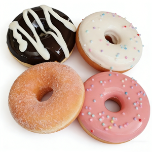 Set de Modelos de Donuts de Plástico Realistas, Decoraciones de Donuts Coloridas Ecológicas, Glaseado de Chocolate, Azúcar Rosa Glaseado - Product Image 1