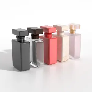 Benutzer definierte Luxus Metall kappe schwarz leeres Quadrat 50ml 100ml dicke Flakon Parfum Verpackung nachfüllbare Glass prüh flasche Parfüm