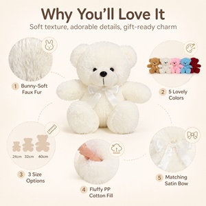 Nuevo Oso de Peluche de Imitación de Piel de Conejo con Lazo, Lindo y Esponjoso, Juguete de Peluche para Niños, Regalo de Cumpleaños, Regalo de San Valentín - Product Image 3