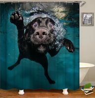 Vente en gros Rideaux de douche chat en tissu polyester personnalisés Impression numérique 3D Conception étanche