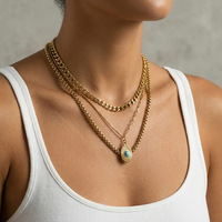 Collar con Colgante Geométrico Clásico Future Angel, Chapado en Oro de 18K, Collar de Acero Inoxidable para Mujer Unisex