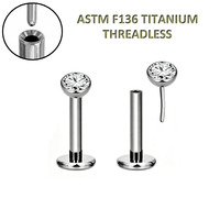 Boucles d'oreilles tendance Freya en titane ASTM F136 sans filetage, labret à poussoir, clou d'oreille en zircon pour femme, bijoux de piercing en gros