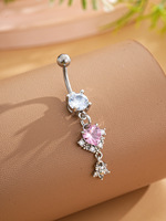 Gaby Piercing-Schmuck Edelstahl Religiöser Bauchnabelpiercing Mond Kreuz Stern Bauchnabelschmuck