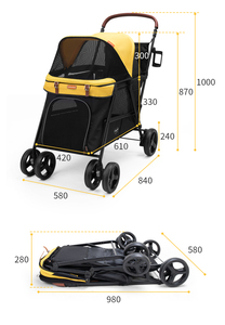 <span class=keywords><strong>Poussette</strong></span> pliable tout-terrain de luxe <span class=keywords><strong>pour</strong></span> animaux de compagnie réglable et confortable <span class=keywords><strong>pour</strong></span> la marche en plein air et le shopping Design à la mode - Product Image 6