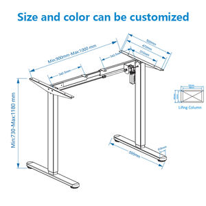Marco de escritorio de pie Mesa eléctrica Marco de <span class=keywords><strong>metal</strong></span> Ergonómico 28 a 46 pulgadas Altura ajustable Base de mesa de acero Mesa de 20x40 pulgadas - Product Image 6