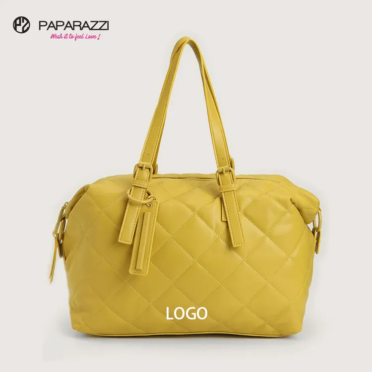 Paparazzi PA0291 Rhombic Pattern Sustaineble Pu Leather Women Ladies Travel Luggage Duffle Bag