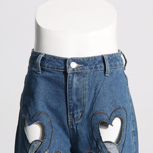Pantalones Vaqueros de Mezclilla con Diseño de Corazón Calado a la Moda para Mujer, Hechos a Medida, 2026 - Product Image 5