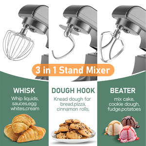 Batidora Eléctrica Planetaria de 5L, Diseño 3 en 1 con Tazón Elevable, Tazón de Mezcla de Acero Inoxidable, 6 Velocidades, Batidora de Pie para Masa y Pasteles - Product Image 4