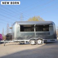 Camionnette de restauration rapide économique et remorque alimentaire mobile avec cuisine complète, construction en fibre de verre/aluminium, service de vente de bonbons