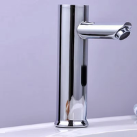 Robinet de lavabo intelligent à capteur infrarouge, monotrou, moderne, en laiton chromé, avec valve en céramique, à montage sur plan