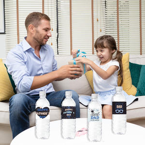 Venta caliente 24 unids/pack colorido PET impermeable botella etiquetas adhesivas para bebidas agua Mineral cervezas vino para el Día del Padre - Product Image 4