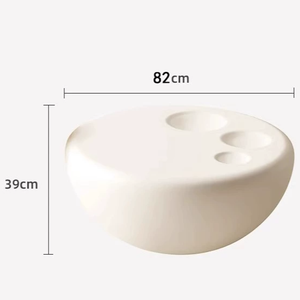 Ensemble de Tables Basses Modernes <span class=keywords><strong>en</strong></span> Fibre de <span class=keywords><strong>Verre</strong></span> Rondes, Crème et Noir, Style Nordique de Luxe <span class=keywords><strong>pour</strong></span> Salon - Product Image 5
