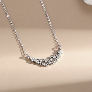 ZHILIAN Grosir Kalung Bunga Zirkon Perak Sterling <span class=keywords><strong>925</strong></span> Perhiasan Fashion Klasik untuk Wanita Pernikahan Pertunangan - Product Image 3