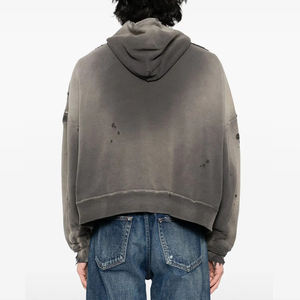 Benutzer definierte Distressed Acid Washed Heavyweight <span class=keywords><strong>Hoodie</strong></span> Zip Up <span class=keywords><strong>Hoodie</strong></span> für Männer Zipup Acid Washed <span class=keywords><strong>Hoodie</strong></span> - Product Image 4