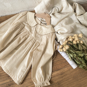 Camicetta Autunnale per Ragazze in Stile Coreano con Colletto Decorato in Pizzo, Tinta Unita, Cotone, Vestibilità Comoda, Maniche Lunghe - Product Image 4