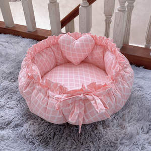 Cama de lujo para mascotas de princesa de alta gama con encaje Donut felpa mascota perro gato cama - Product Image 3