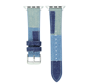 Bracelet de montre en cuir véritable de vente chaude bracelet de montre intelligente en denim avec 38/40/41mm, 42/44/45/49mm peut s'adapter à <span class=keywords><strong>Iwacth</strong></span> - Product Image 1