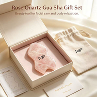 Outil de massage Gua Sha en quartz rose, planche de Gua Sha en quartz rose pour le modelage de la taille, yoga facial pour SPA, facile à transporter avec boîte cadeau et pochette