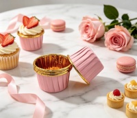 Emballages élégants pour gâteaux et muffins, résistants à la chaleur, jetables, anti-graisse, à bord festonné, dorés d'un côté