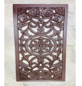 Panneau mural décoratif rectangulaire élégant en MDF avec motif floral complexe, finition blanche, décoration murale suspendue pour maison contemporaine - Product Image 1