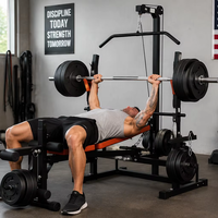 Banc de musculation pliable et réglable FRS avec support pour barre d'haltères pour la musculation - Équipement de gym commercial en métal durable, sûr et unisexe