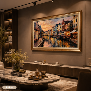 Peinture murale paysagère européenne en gros du Vietnam, peinture à l'huile artisanale, peinture décorative de luxe, service OEM ODM, modèle PR5-8 - Product Image 5