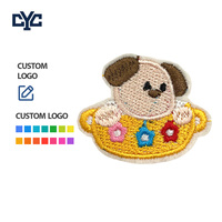 Patchs autocollants en polyester pour couture, motif chiot animal mignon de dessin animé, patchs en tissu originaux motif chien de dessin animé tournesol