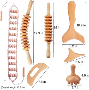 Fast Delivery Wooden Therapy Massage Stick Set Fully Body Guasha Tools Wooden Self Massager Wooden Handheld Massager