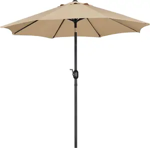 9FT आँगन छाता आउटडोर छाता आँगन पुश बटन के साथ यार्ड बाजार टेबल छाता झुकाव और उद्यान के लिए क्रैंक