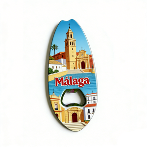 Nuevo Producto España Málaga Madrid Barcelona Recuerdo Turístico Abridor de Botellas con Forma de Tabla de Surf Imán para Refrigerador - Product Image 1