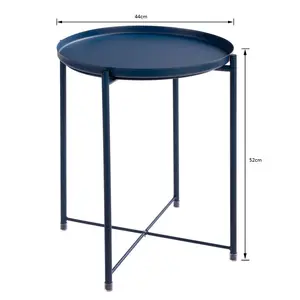 Good Price Design Blue Dining Table Steel Frame Tray Metal End Table Outdoor