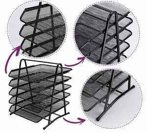 ที่จัดเก็บเอกสารโลหะแบบตาข่าย 5 ชั้น สำหรับโต๊ะทำงาน พร้อมถาดใส่เอกสาร ที่ใส่กระดาษ ถาดวางเอกสารแบบซ้อนได้ ถาดใส่จดหมาย - Product Image 4