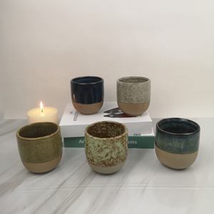Vela de cerámica esmaltada reactiva personalizada, contenedor de vela, tarros, maceta - Product Image 1