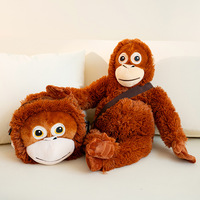 Peluche Gorille Singe Brodé Super Doux Rembourré Coton PP Jouet en Peluche Singe à Longues Bras Cadeau Unisexe